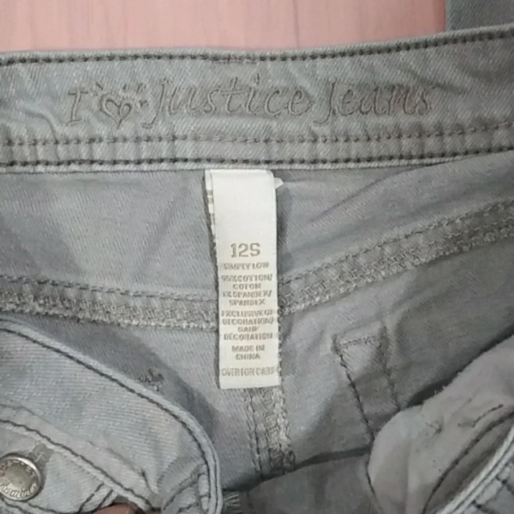 Justice Jeans Girl Gray Jeans Sz 12 S